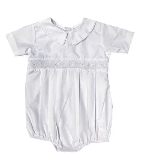 Baby's White Smocked "Cross" Romper