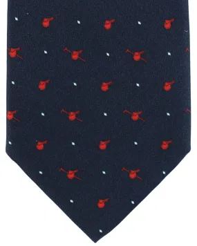 Battistoni Silk Tie Dark Blue Red - Novelty