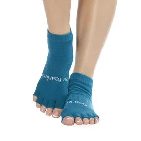 Be Fearless - Lagoon White Half Toe Grip Socks (Barre / Pilates)