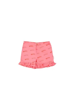 ‘BFFs’ Frills Shorts -  rose/red