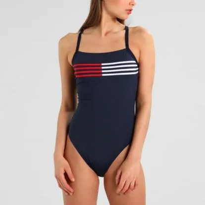 Cross back flag lines one piece [Navy]