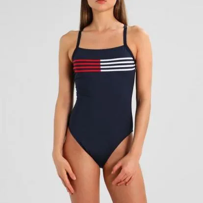 Cross back flag lines one piece [Navy]