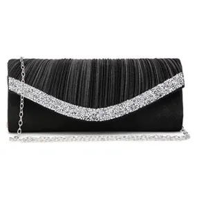 Dasein Satin Rhinestone Black Evening Clutch (Women's)