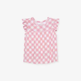 Dusty Rose Gingham Babydoll Top