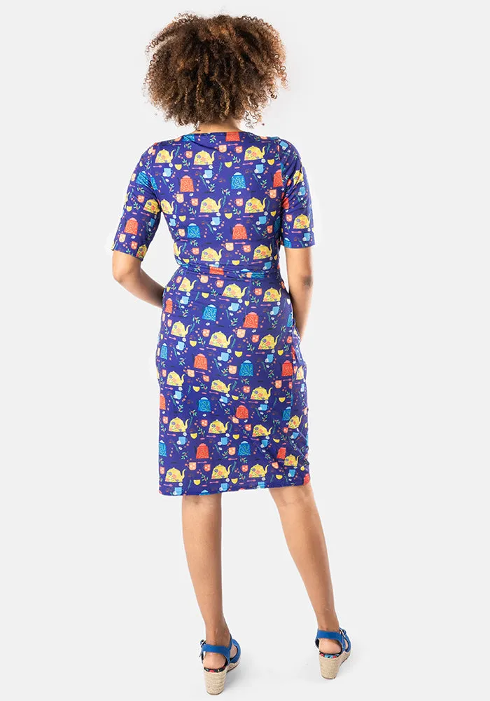 Gwen Pretty Teapots Print Dress