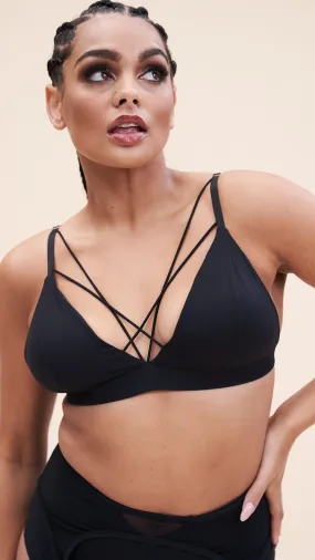 Lily Bra - Strappy Criss Cross Triangle Bra Recycled Black