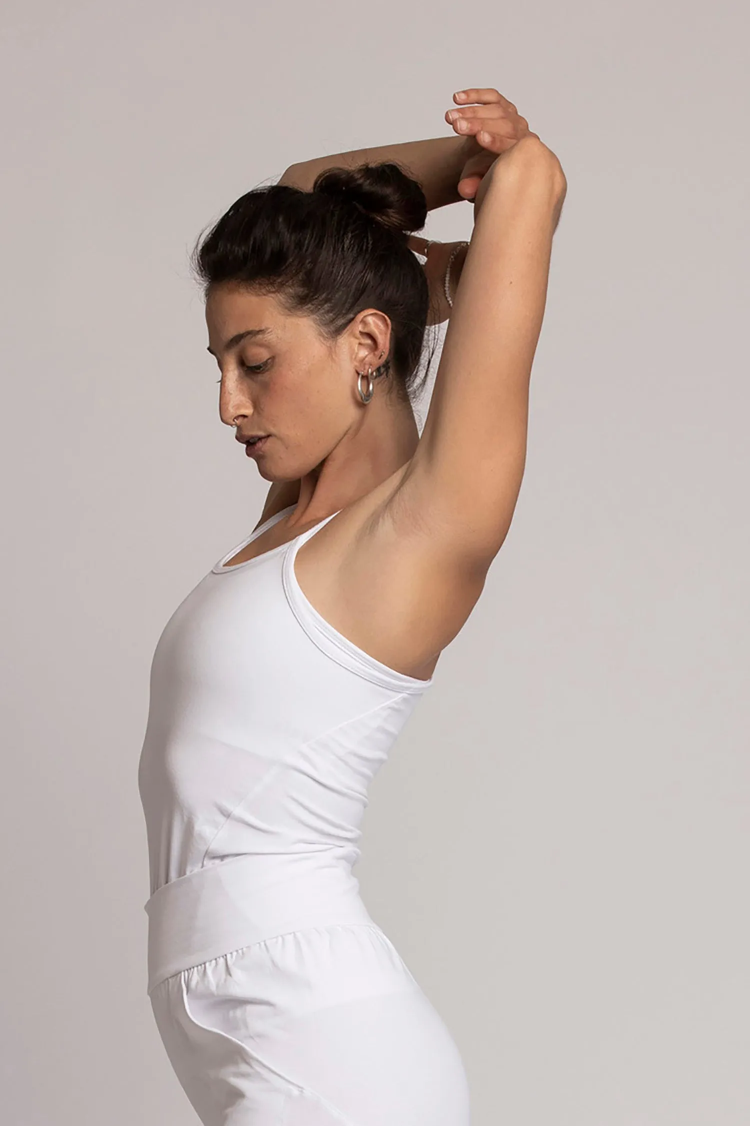 Organic Cotton Pure White Criss Cross Yoga Tank Top