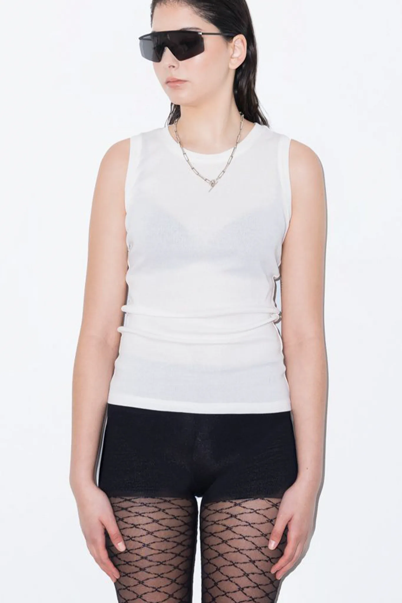 Ribbed Tank | White