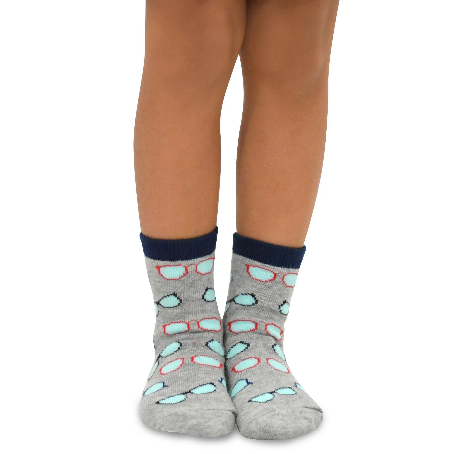 TeeHee Socks Kid's Casual Cotton Short Crew Invisible Face 6-Pack (70933)