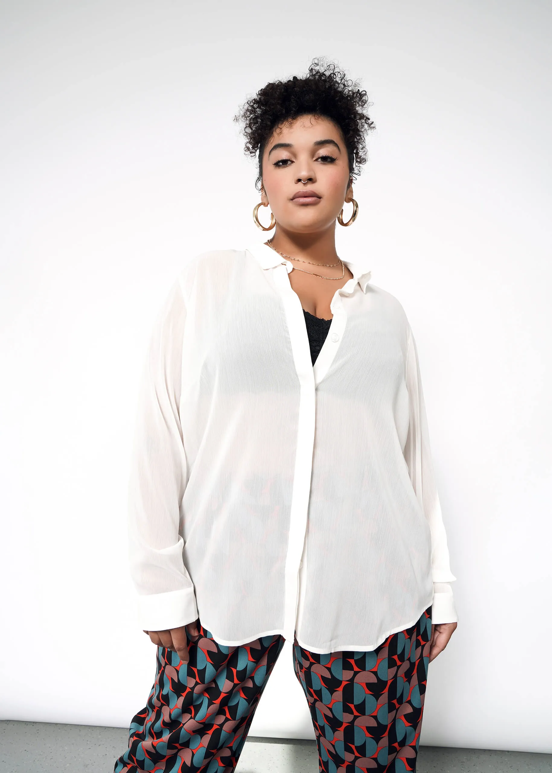 The Empower Sheer Long Sleeve Button Up